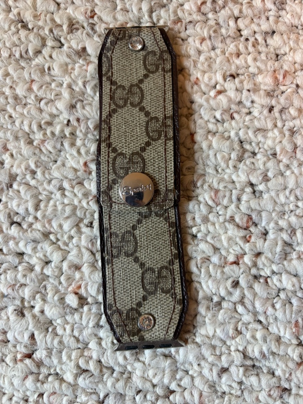 Spark*l band Upcycled Gucci Beige Apple Watch Strap with Silver Snap